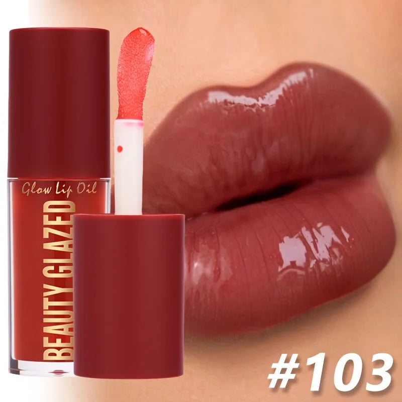 Moisturising Lip Oil – Hydrating Luminous Lip Gloss in Berry Brown & Coral