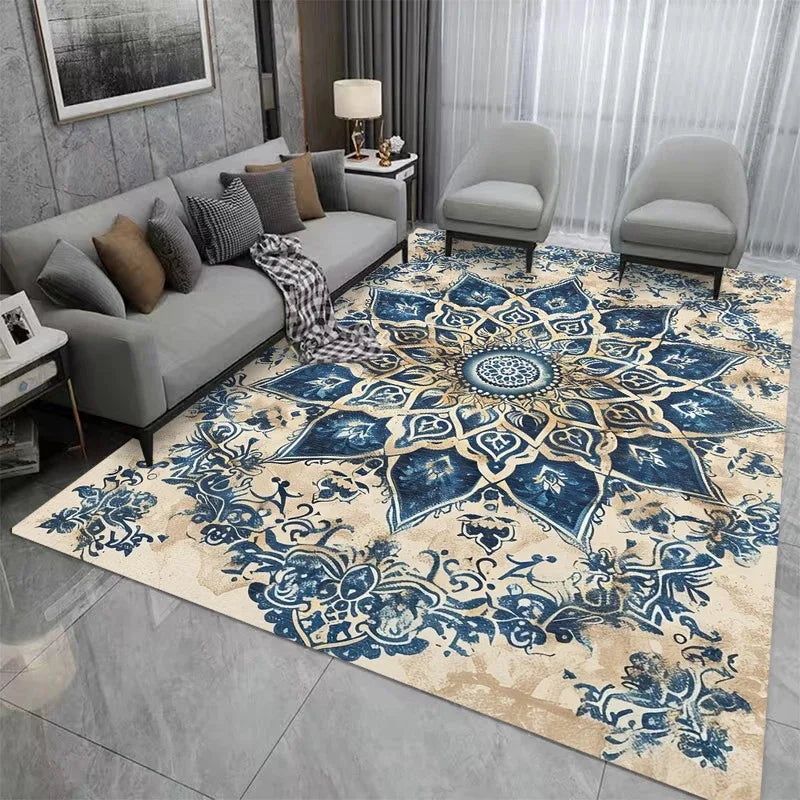 Bohemian Mandala Print Rug – Non Slip Living Room Bedroom Area Rug