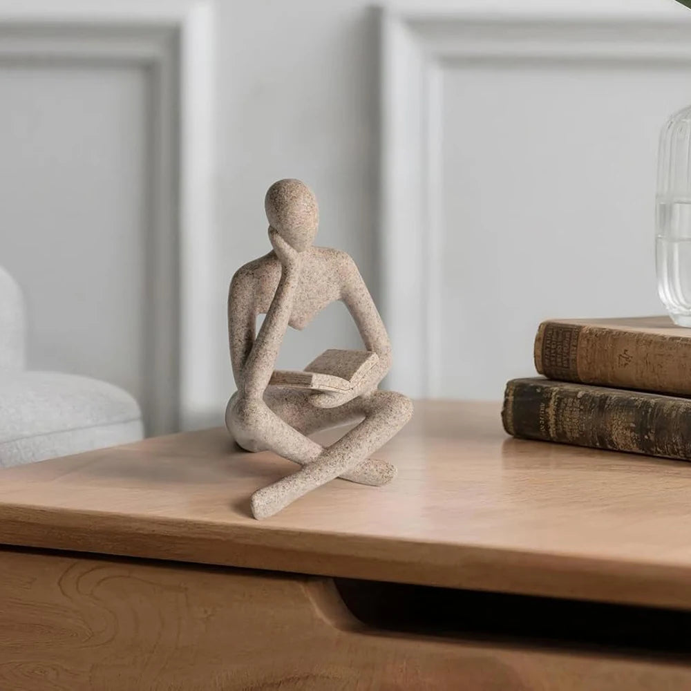 Abstract Thinker Sculpture Figurine – Modern Resin Home & Bookshelf Decor
