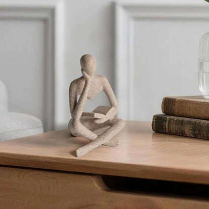Abstract Thinker Sculpture Figurine – Modern Resin Home & Bookshelf Decor