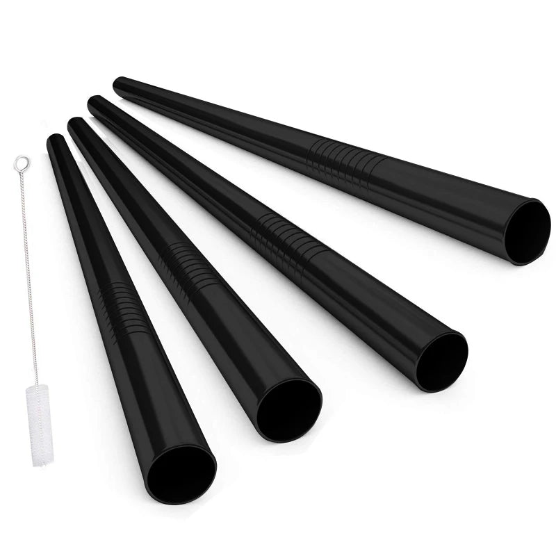 Reusable Boba Straws – Stainless Steel Wide Smoothie Straws (4PCS)