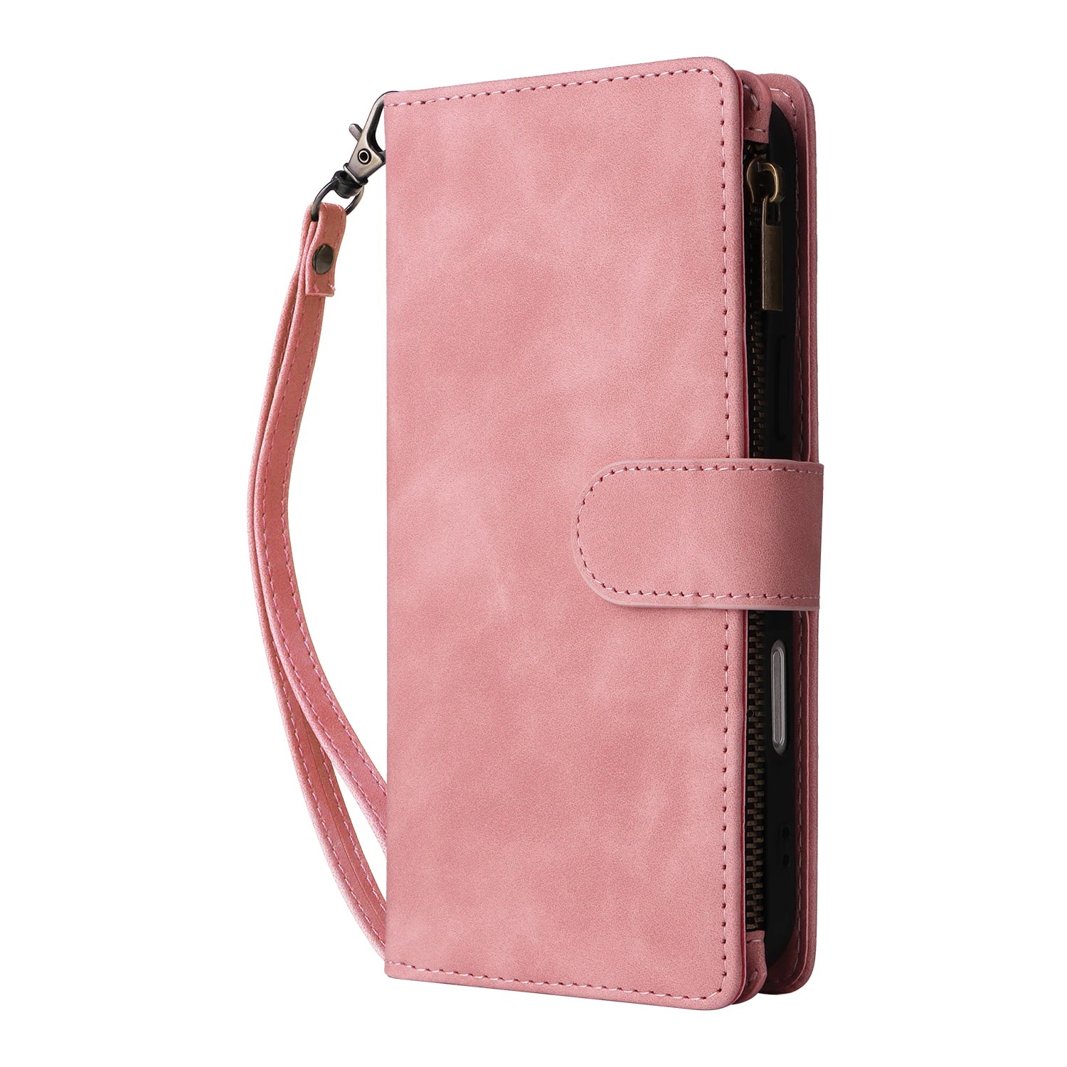 iPhone Leather Wallet Case – Magnetic Flip with Card Slots & Zipper