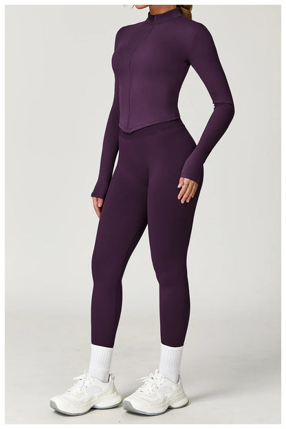 Women’s Slim Fit Zipper Jacket – Long Sleeve Fast-Dry Yoga & Fitness Top
