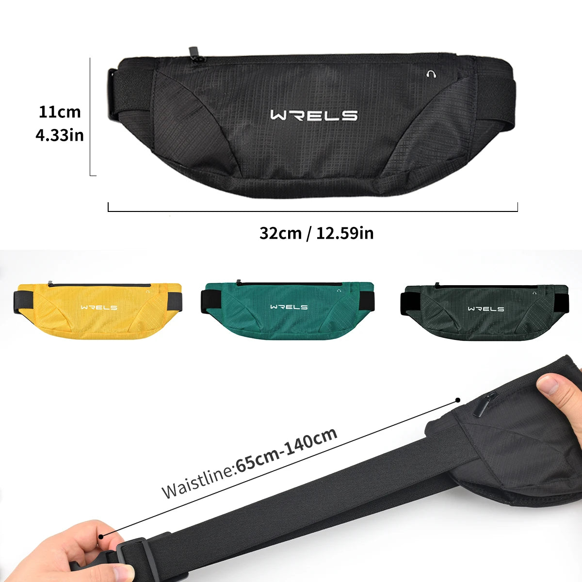WRELS Waist Bag Running Bag Outdoor Sport Waterproof Sports Fanny Pack Mobile Phone Case Gym Jogging Portable Run Pouch Belt Bag