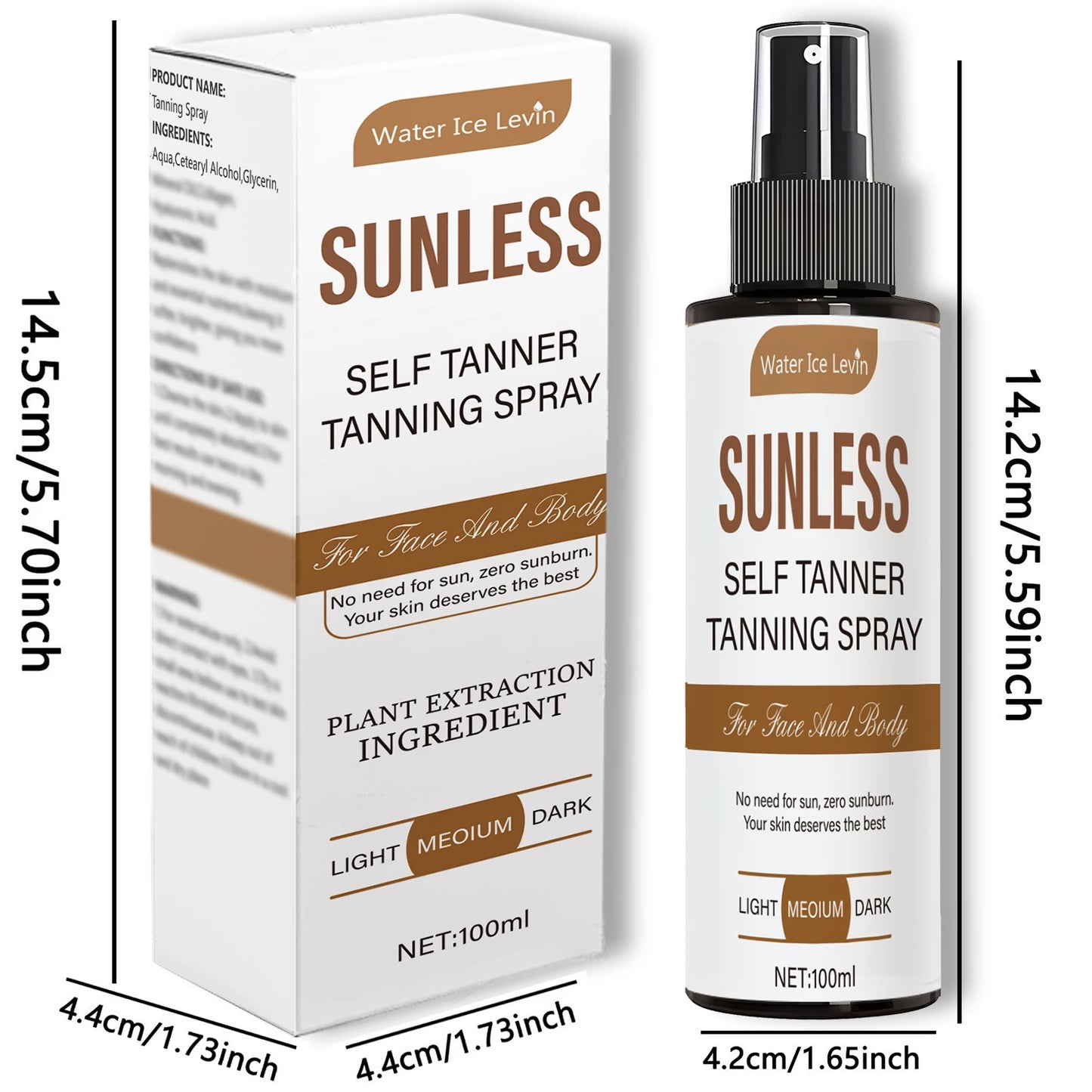 Natural Self-Tanning Spray – Brown Glow Formaldehyde-Free Quick-Action Unisex