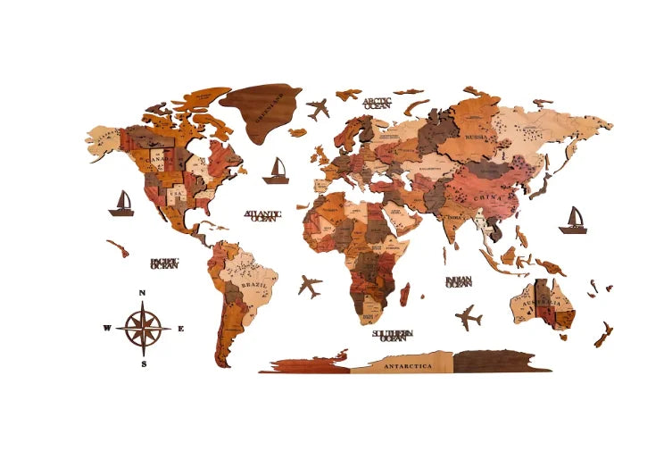 Wooden 3D World Map Puzzle – Decorative Wall Art for Home & Office