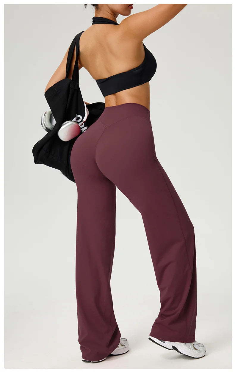 TRY TO BN Women's High Waisted Straight Leg Yoga Pants Gym Leggings Naked Feel Buttery Soft Breathable Running Workout Trousers