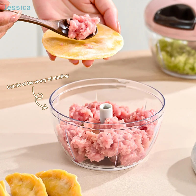 Manual Pull String Food Chopper – Multi Function Vegetable Garlic Mincer