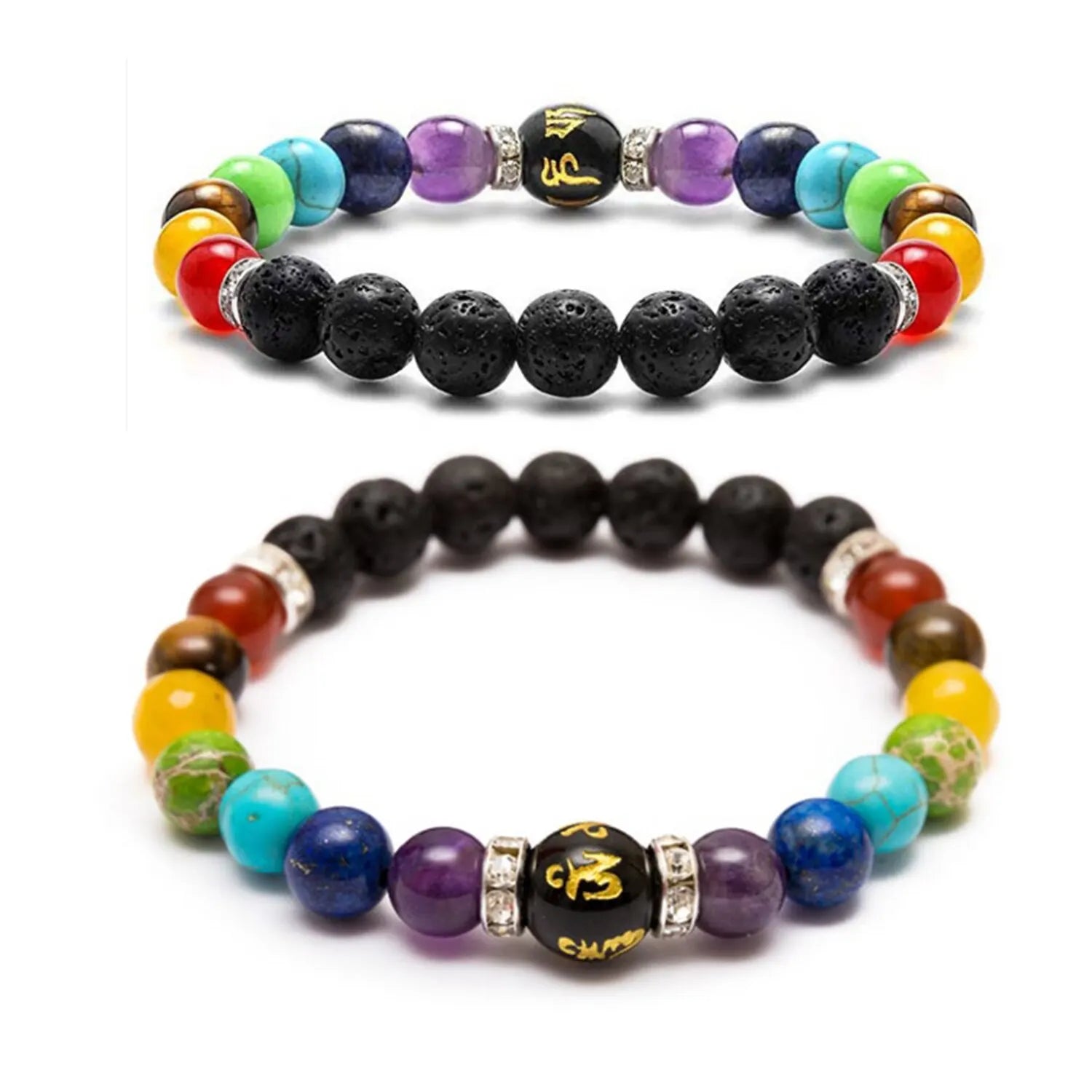 2pcs 7 Chakra Bracelet with Meaning Cardfor Men Women Natural Crystal Healing Anxiety Jewellery Mandala Yoga Bracelet Gift