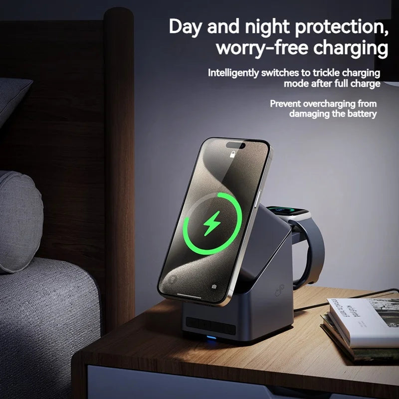 4 in 1 Magnetic Wireless Charger – 15W Rotating Charging Stand