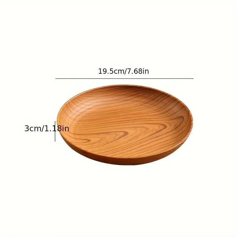 1pcs Japanese Style Tea Tray PP Plastic Rectangular Wood Grain Serving Tray for Home Hotel Restaurant Multipurpose Cup Plate