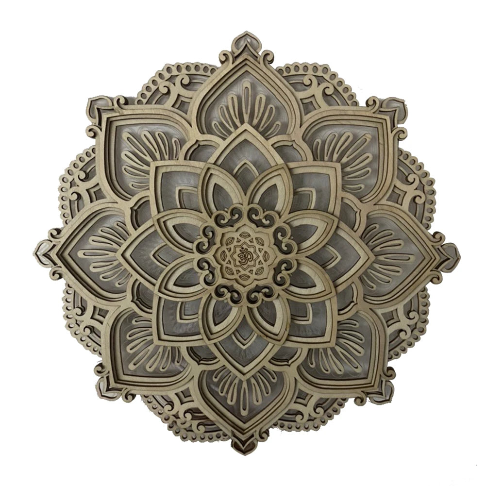 LED Mandala Lotus Lamp – Wooden Yoga Room Wall Night Light