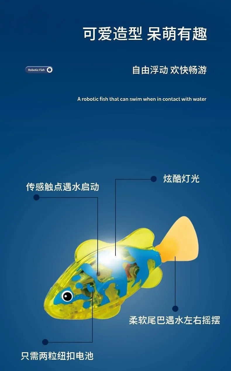 Cat Interactive Electric Fish Toy LED Light Swimming Robot Water Toy for Indoor Play Cats Dogs Pet Baby Bath Toys