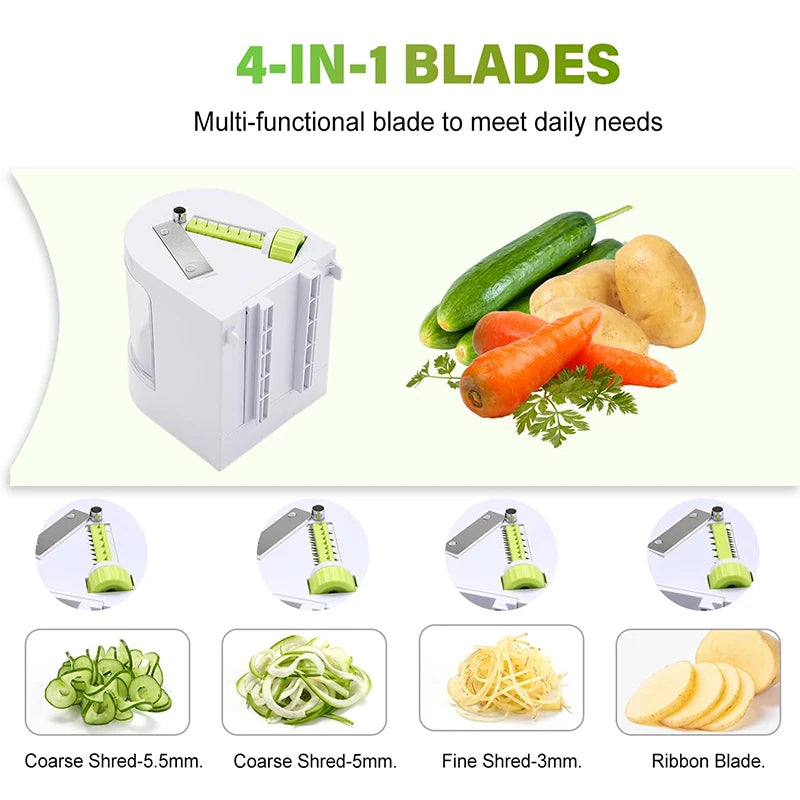 4 In 1 Vegetable Spiralizer – Zucchini Noodle Maker Veggie Slicer