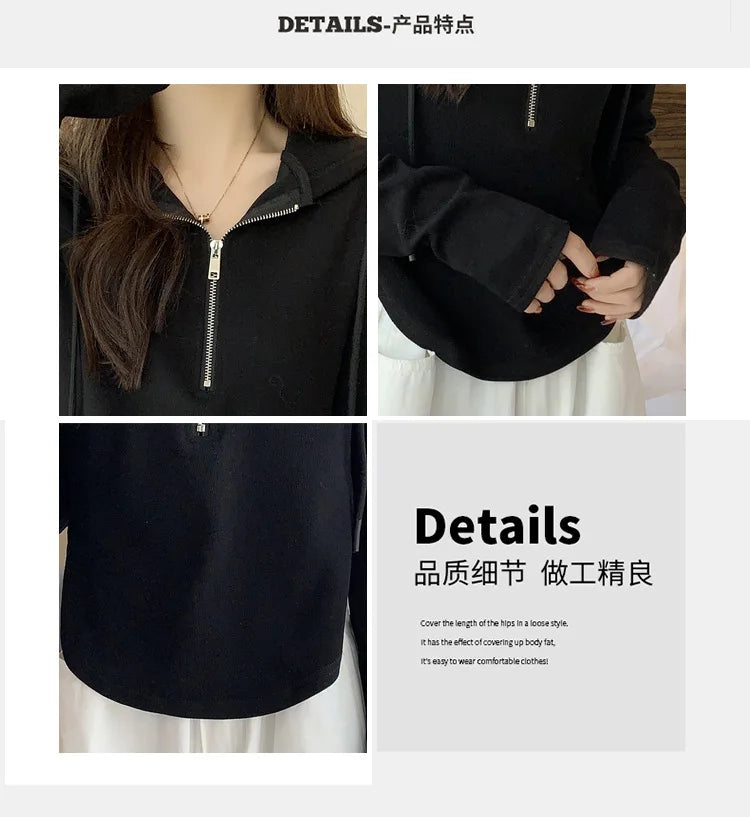 Sweatshirt Design Niche Spring Summer Short Zipper Top Slimming Thin Long-sleeved Hooded Fashion Women's Clothing