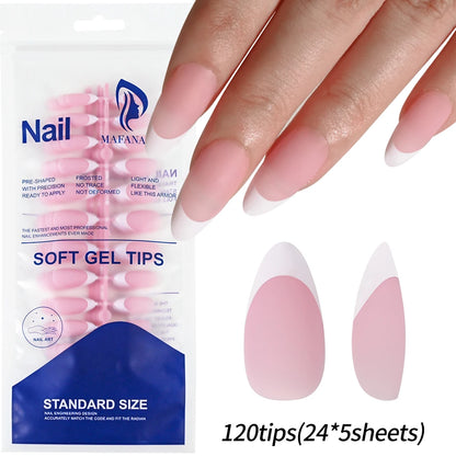 Matte White Press-On Nail Tips – Medium Almond