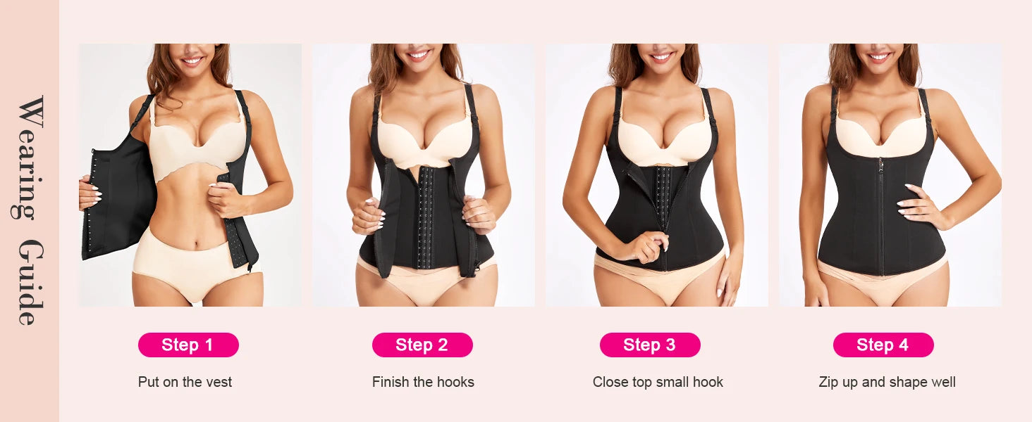 Women Waist Trainer Corset Zipper Vest Body Shaper Cincher Shapewear Slimming Belt Sports Girdle Neoprene Sauna Tank Top
