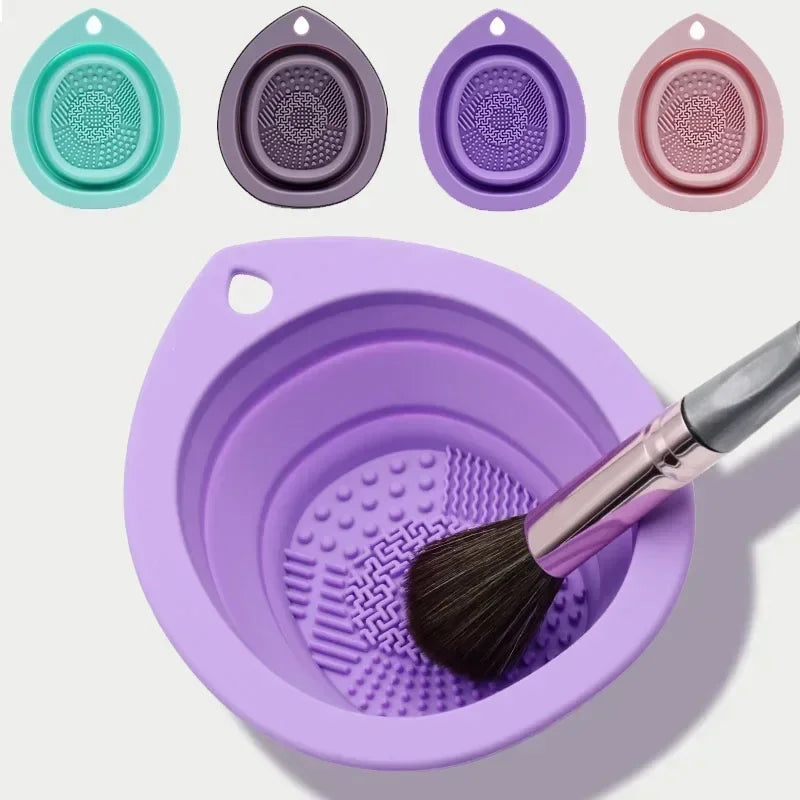 Silicone Makeup Brush Cleaner – Folding Powder Puff Cleaning Bowl for Eyeshadow Brushes