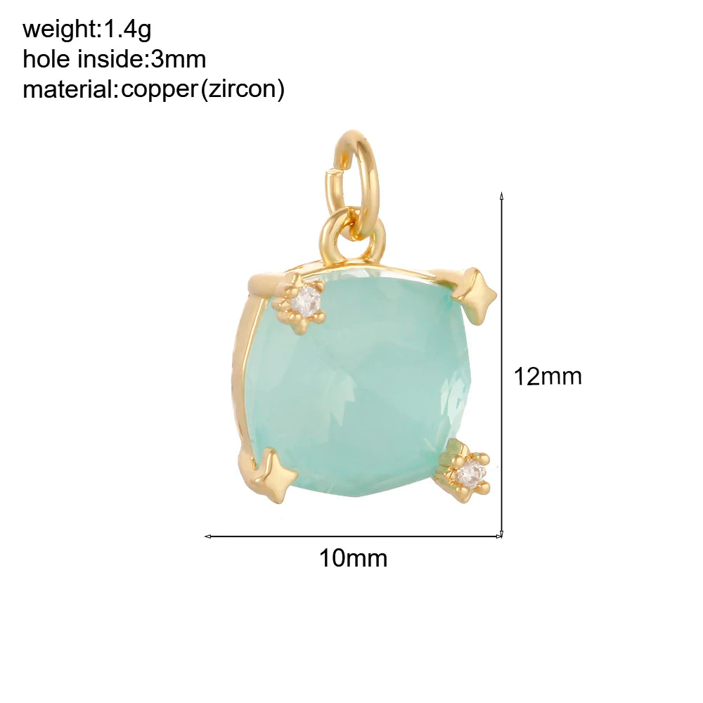 Bohemian Natural Stone Bead Charms for DIY Jewellery Making – Blue & Green Zircon Pendants