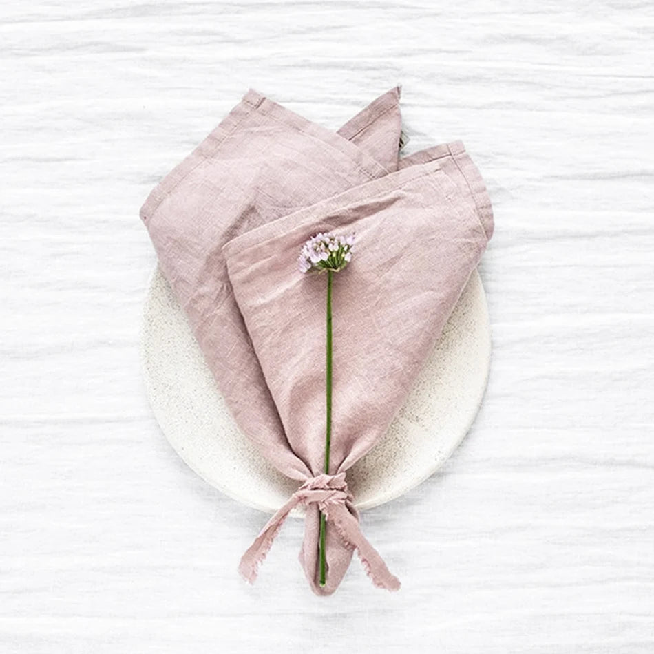 4PCS Linen Napkins – Reusable Soft Fabric Table Cloth Set