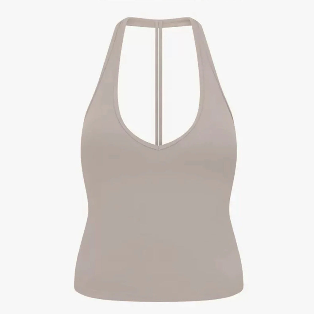 CSB backless halter neck vest & Scrunch Shorts   Gym Vest woman  Cropped Top Yoga Tank Top Self-Padded High Stretch Top