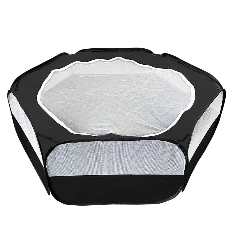 Portable Transparent Pet Playpen – Foldable Small Animal Cage Tent