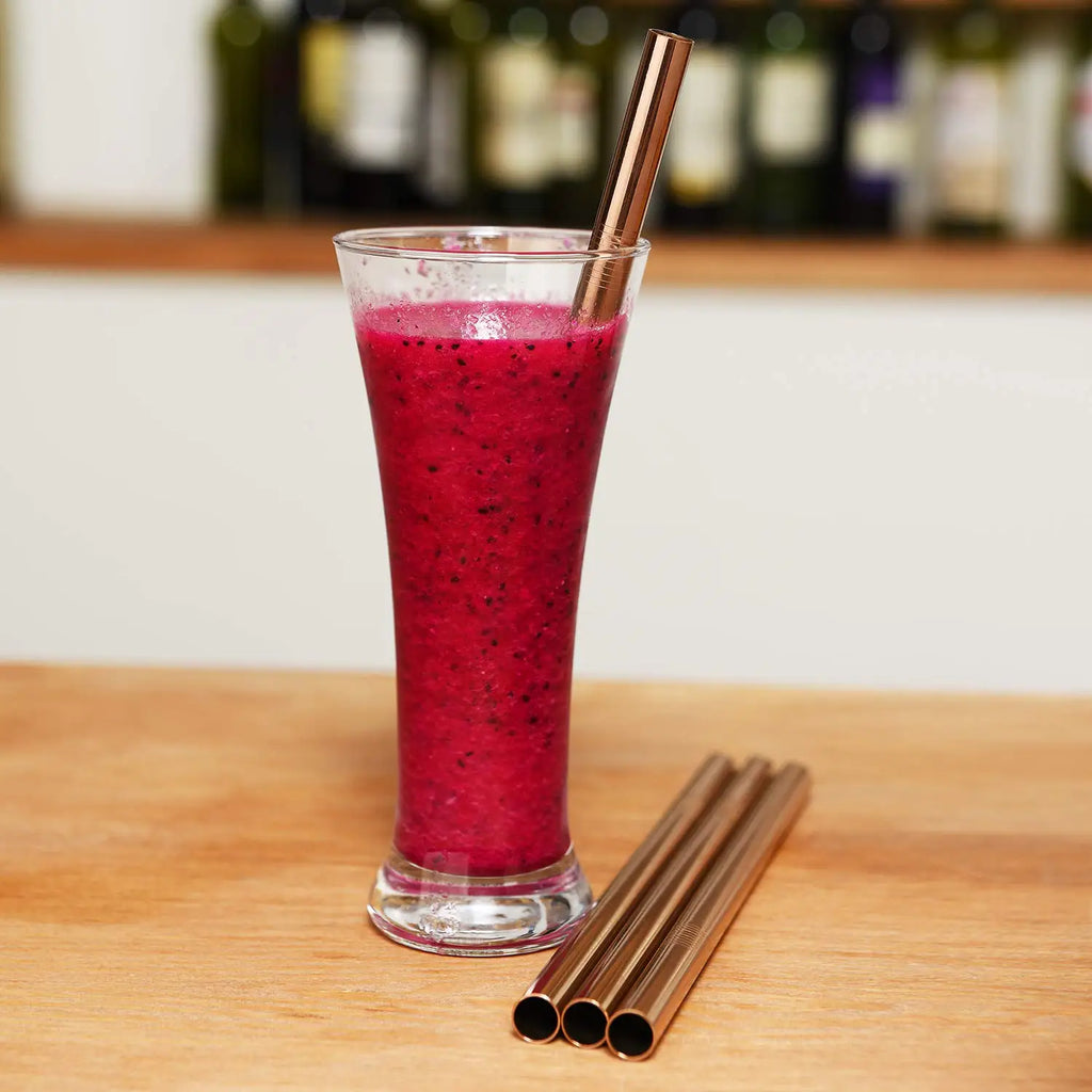 Reusable Boba Drinking Straws with Cleaning Brush 4Pcs Extra Wide Stainless Steel Metal Bubble Tea Straw for Smoothie MilkShakes