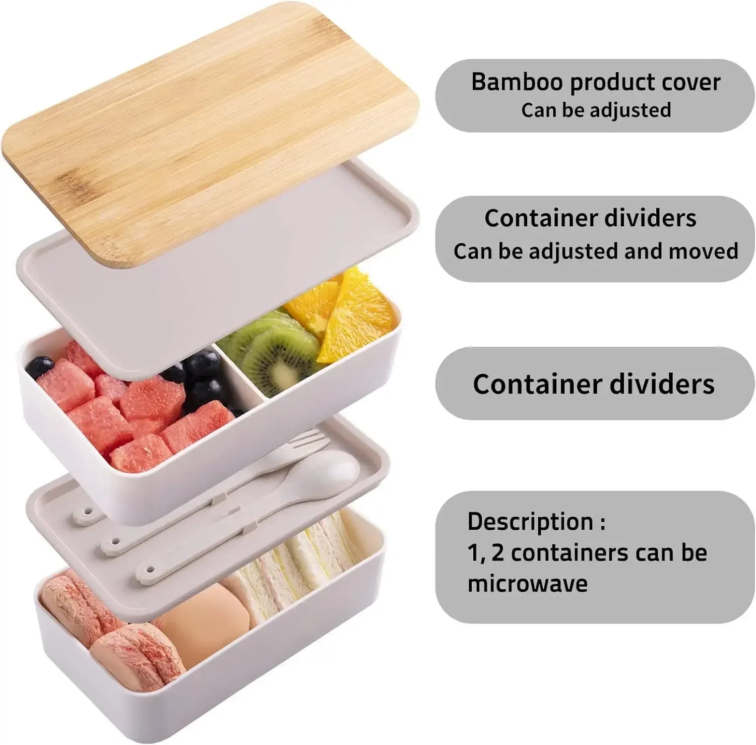 2 Tier Bento Lunch Box with Cutlery – Microwave Safe Food Container