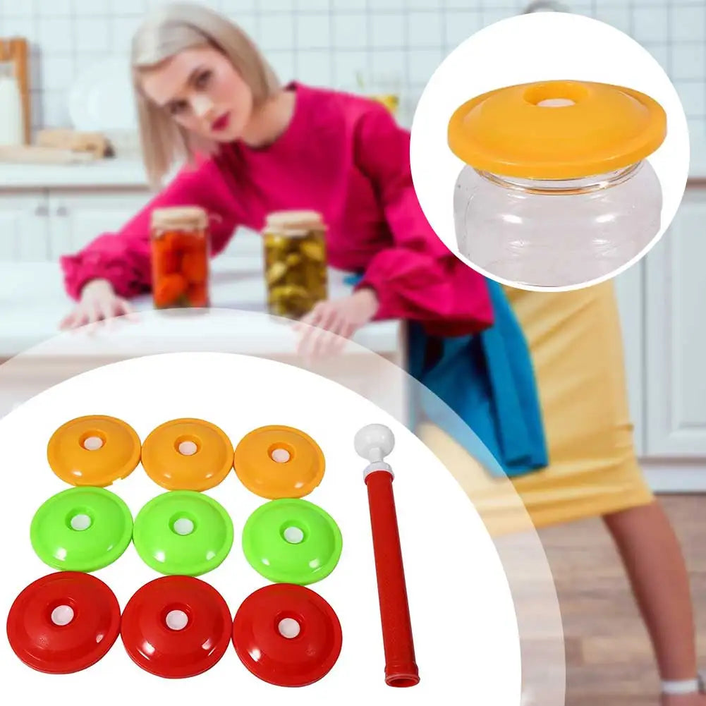 10PCS Vacuum Sealer Jar Lids with Pump – Reusable Mason Jar Sealing Kit
