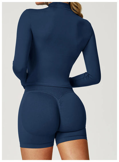 Women’s Slim Fit Zipper Jacket – Long Sleeve Fast-Dry Yoga & Fitness Top