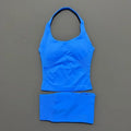 2 Pieces Impact Halter Top Strappy Bra Shorts Set Women Seamless Yoga Gym Leggings Set Running Fitness Sports Shorts Suit
