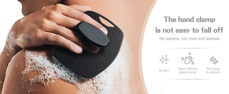Silicone Body Scrubber Bath Wash Brush Exfoliating Body Brush Shower Face Scrubber Handle Wet & Dry Brushing for Man Women