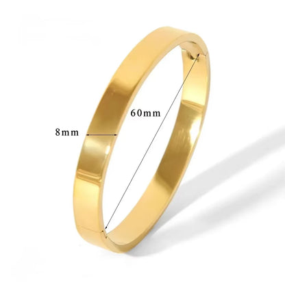 Minimalist Gold-Tone Stainless Steel Bangle Bracelet – Waterproof Oval Design for Women