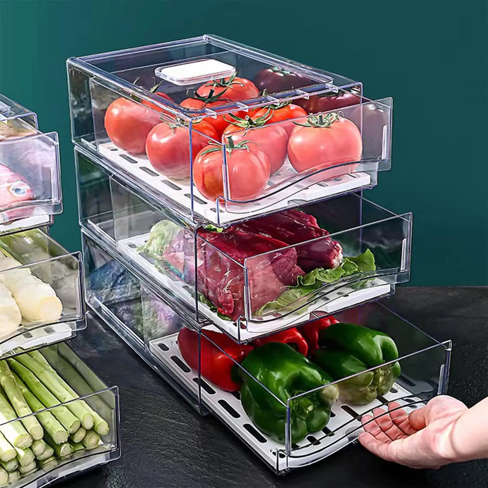Stackable Fridge Organizer Bins – Reusable Refrigerator Storage Containers