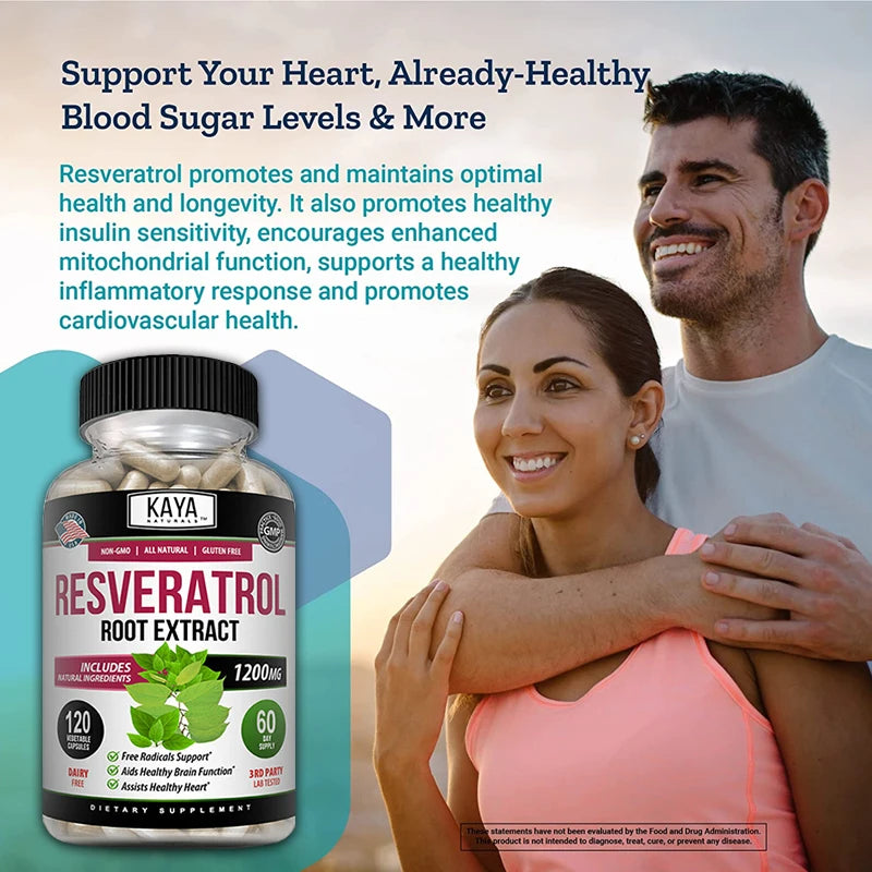 Resveratrol Capsules – Antioxidant & Circulatory Support, Non-GMO, 30/60/120 Caps