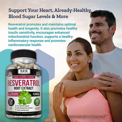 Resveratrol Capsules – Antioxidant & Circulatory Support, Non-GMO, 30/60/120 Caps