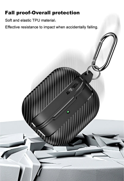 Carbon Fiber Protective Case for Samsung Galaxy Buds3 / Buds 3 Pro with Keyring