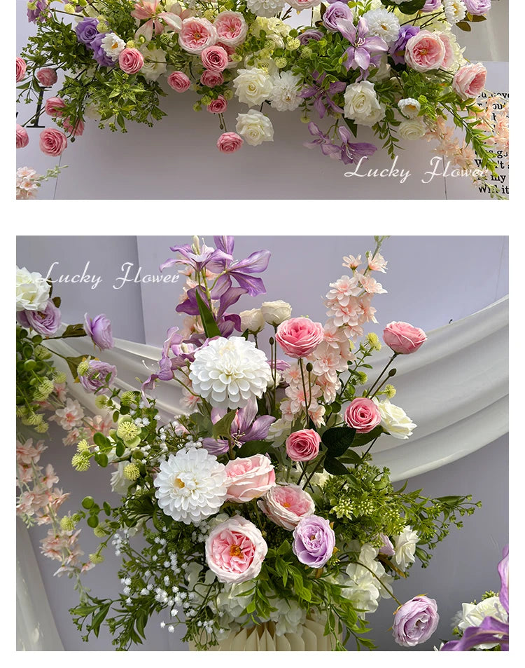 Artificial Hanging Flowers & Floral Backdrop for Outdoor Weddings and Events