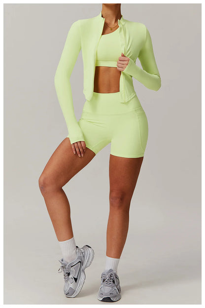 Women’s Slim Fit Zipper Jacket – Long Sleeve Fast-Dry Yoga & Fitness Top