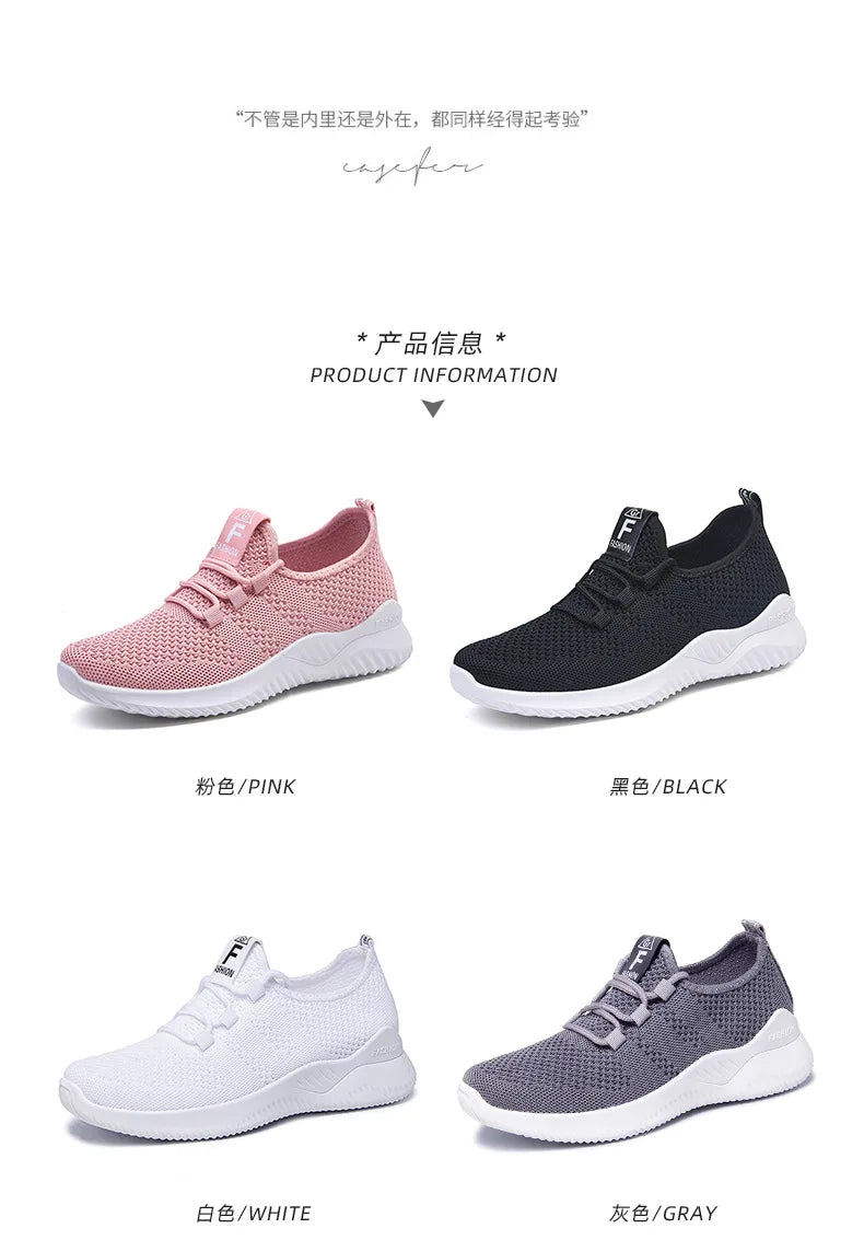 Comfortable Women's Casual Sneakers Summer Breathable Flat Shoes Fashion Women Sneakers Versatile Lace-Up Running Shoes 2026 New