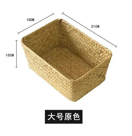 Handmade Seagrass Storage Box with Lid – Woven Basket Organizer