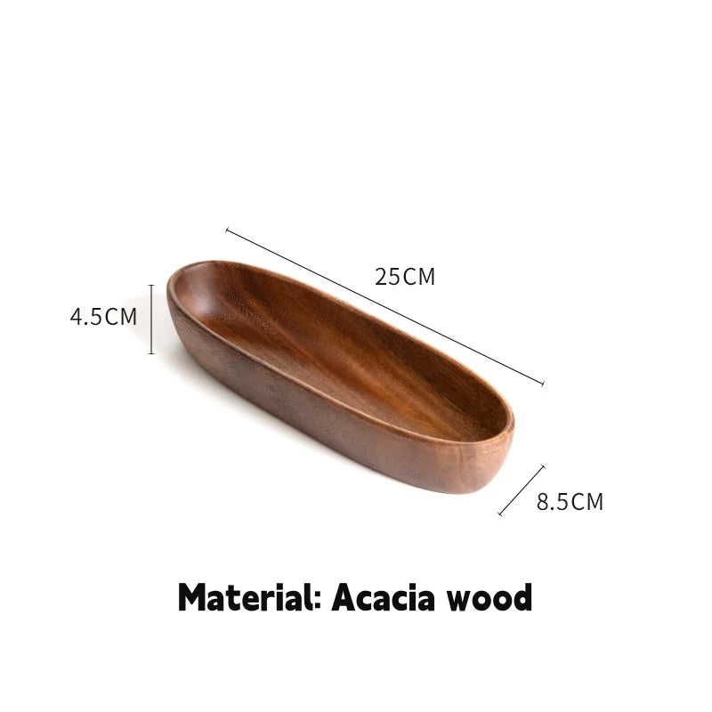 Square Solid Wood Bowl Fruit Salad Snack Dessert Serving Bowl Natural Wooden Tableware
