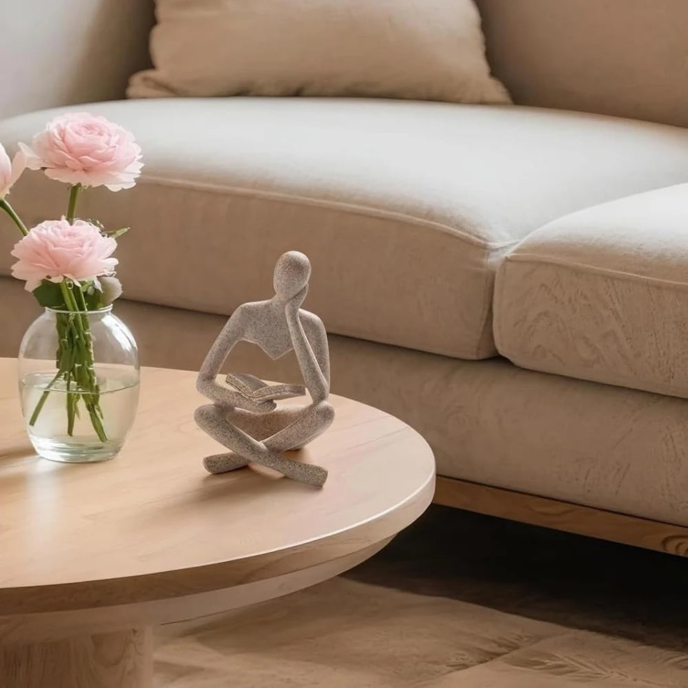 Abstract Thinker Sculpture Figurine – Modern Resin Home & Bookshelf Decor