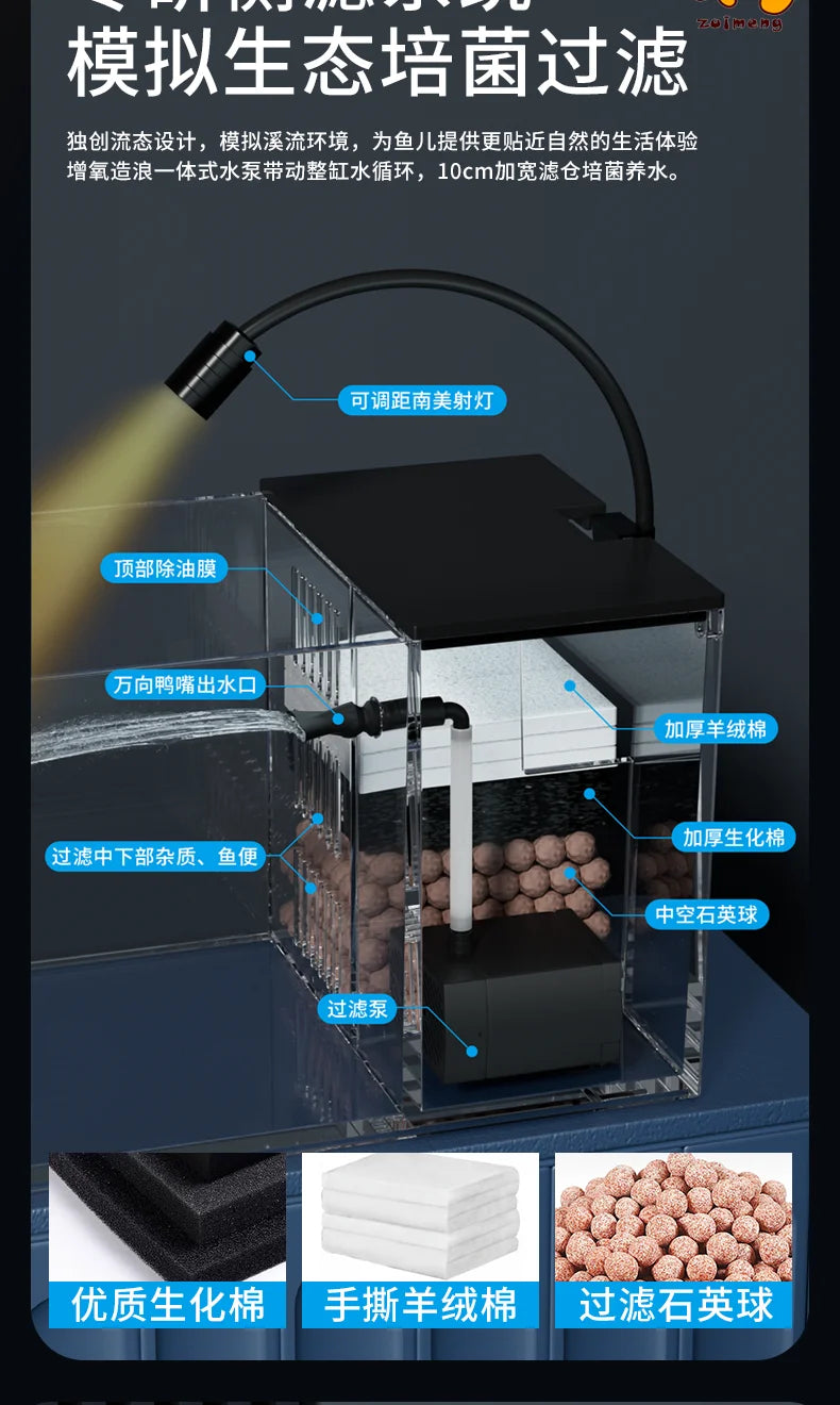 ‌Turtle Aquarium Tank - Fish & Turtle Hybrid Habitat with Stream Landscape, Luxury Villa Ecosystem for Home/Office