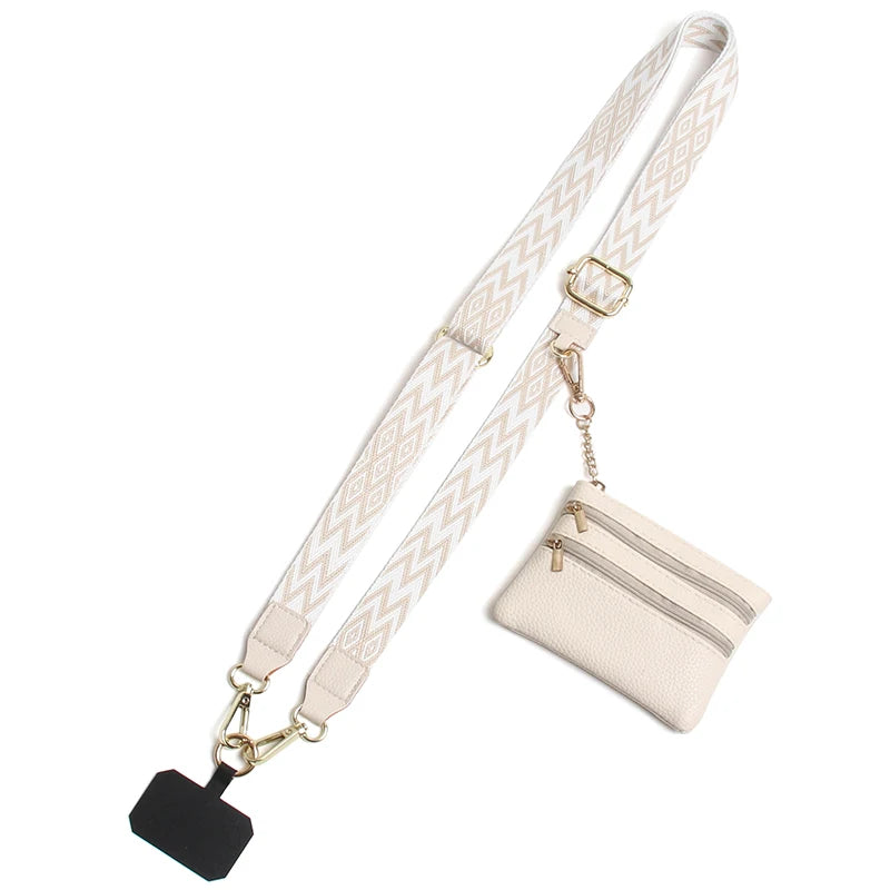 Adjustable Crossbody Phone Lanyard with Zippered Wallet Pouch