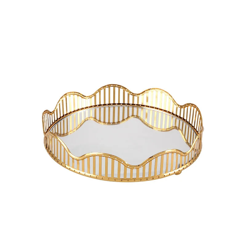 Gold Mirror Glass Tray – Luxury Metal Display & Storage Plate