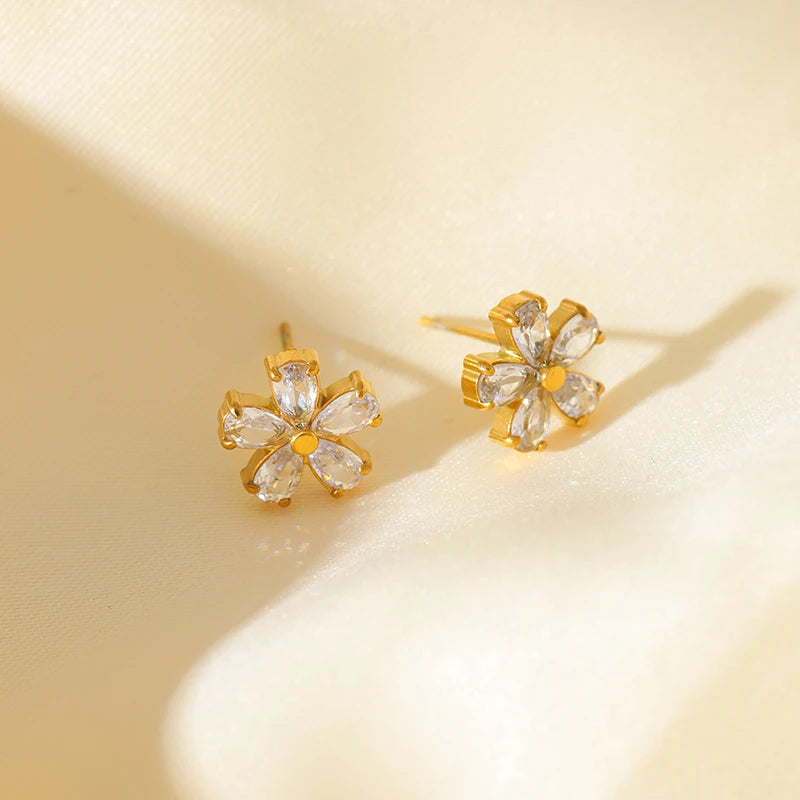 316L Stainless Steel White Zirconia Jewelry Set – Necklace, Bracelet & Earrings for Women