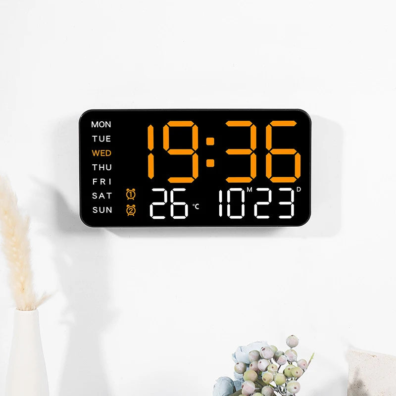 LED Digital Wall Clock with Voice Control