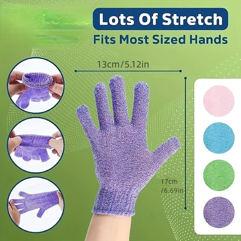 1-10pcs Colorful Exfoliating Gloves – Double-Sided Bath Gloves for Spa & Massage