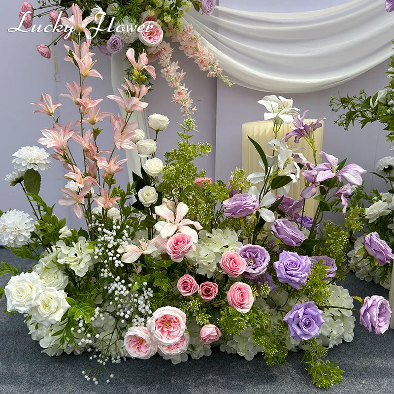 Artificial Hanging Flowers & Floral Backdrop for Outdoor Weddings and Events